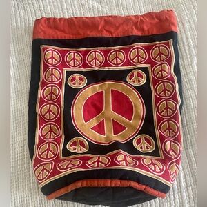 Red and Black Peace Sign Tapestry